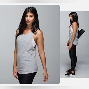 Lululemon Ravi Yoga Tank Hyper Stripe Heathered Medium Grey Ghost Size 4